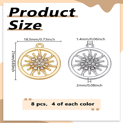 8Pcs 2 Colors Rack Plating Alloy Pendants FIND-LP0005-18-1