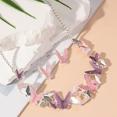 Butterfly Alloy Enamel  Necklace and Earrings Sets for Women FS-WGFD103-01-1