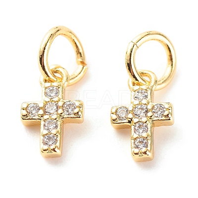 Brass Micro Pave Clear Cubic Zirconia Pendants LS-ZIRC-P094-18G-RS-1