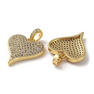 Rack Plating Clear Brass Micro Pave Cubic Zirconia Pendants KK-M254-09G-1