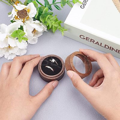 Walnut Wooden Engagement Ring Boxes CON-WH0072-88-1