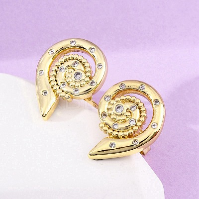 Brass Micro Pave Clear Cubic Zirconia Stud Earrings EJEW-H158-07B-G-1