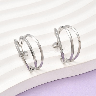 Triple C-Shaped 201 Stainless Steel Stud Earrings EJEW-Z151-09P-1