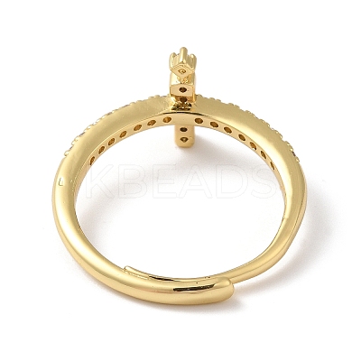 Rack Plating Brass Cubic Zirconia Arabic Letters Adjustable Rings for Women RJEW-S407-10G-08-1