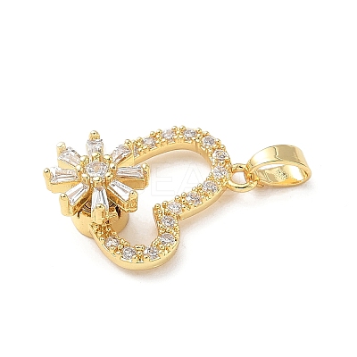 Brass Micro Pave Cubic Zirconia Rotating Pendants KK-M323-01C-G-1