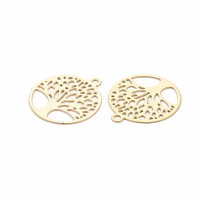 Rack Plating 201 Stainless Steel Filigree Pendants STAS-T057-49G-1