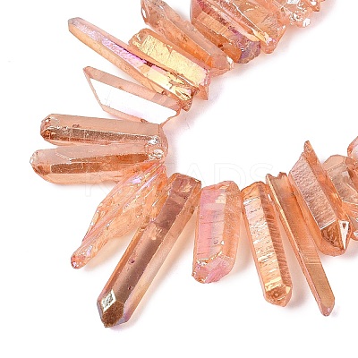 Spray Painted Electroplate Natural Quartz Crystal Points Beads Strands G-Q610-02H-1