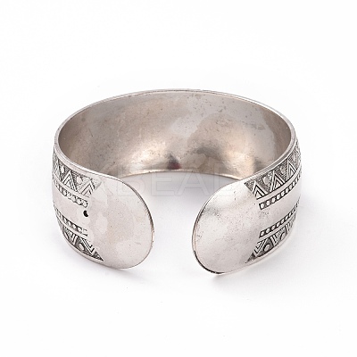Bohemia Tibetan Style Alloy Thick Open Cuff Bangle for Women BJEW-E002-01AS-06-1