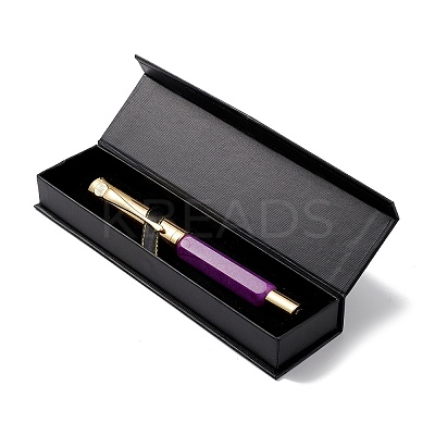 Dyed Natural Quartz Brass Pens AJEW-M209-05G-1