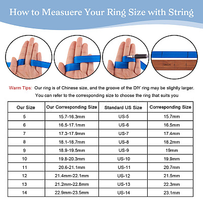 12Pcs 6 Size 201 Stainless Steel Grooved Finger Ring Settings RJEW-TA0001-06G-1