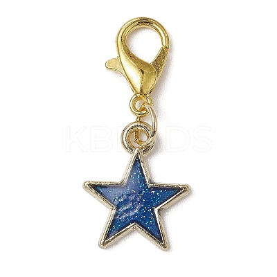 Star Alloy Enamel Pendants Decorations HJEW-JM01070-1