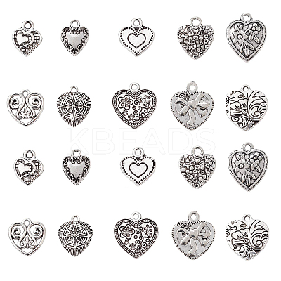 50Pcs 10 Style Tibetan Style Alloy Pendants FIND-CJ0001-16-1