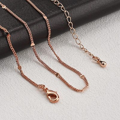 Brass Curb Chains Necklaces for Women NJEW-D302-18RG-1