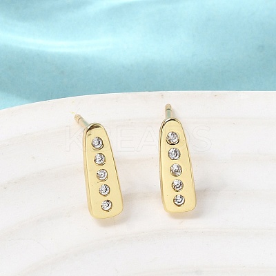 Teardrop Brass Micro Pave Clear Cubic Zirconia Stud Earrings LS-EJEW-H180-26G-1