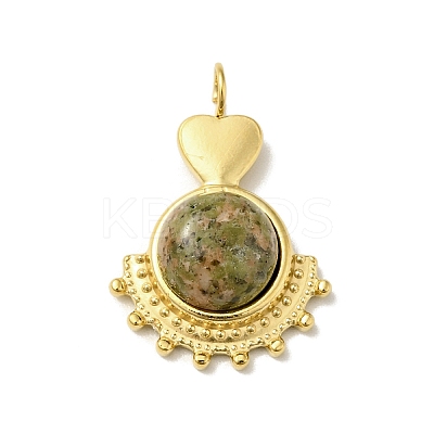 Heart Natural Unakite Pendants G-H276-01E-1
