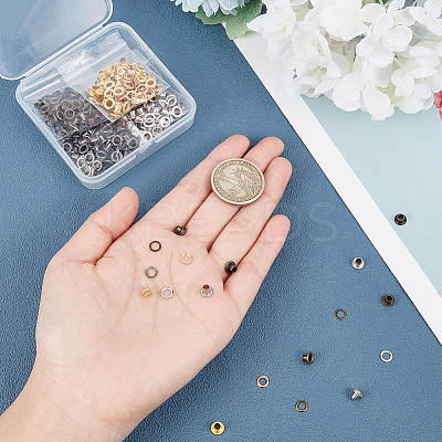 200 Sets 4 Colors Iron Grommet Eyelet Findings SCRA-GF0001-10A-05-1