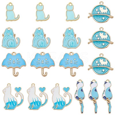 36Pcs 6 Styles Alloy Enamel Pendants ENAM-SC0004-57-1