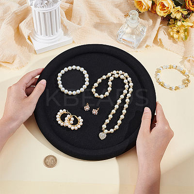 Round Wood Covered with Velvet Jewelry Display Trays for Earrings Rings Necklaces Bracelets ODIS-WH0043-178A-02-1