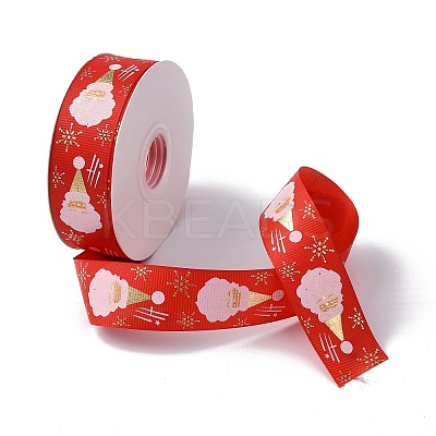 25 Yards Flat Christmas Theme Printed Polyester Grosgrain Ribbon OCOR-C004-04A-1