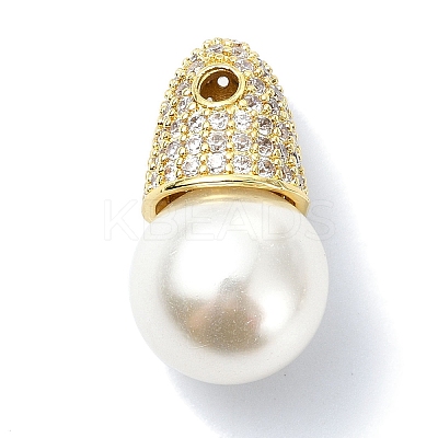 Rack Plating Brass Pave Clear Cubic Zirconia Beads KK-M282-38G-1