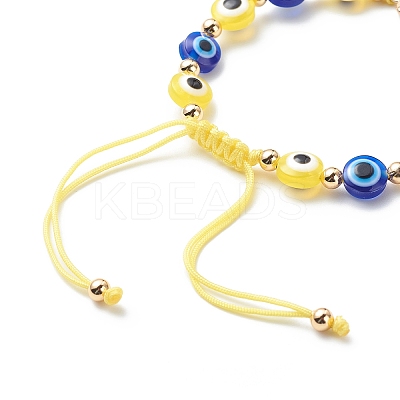 Evil Eye Resin Bead & Hamsa Hand Alloy Rhinestone Braided Beaded Bracelets for Girl Women BJEW-JB08740-02-1
