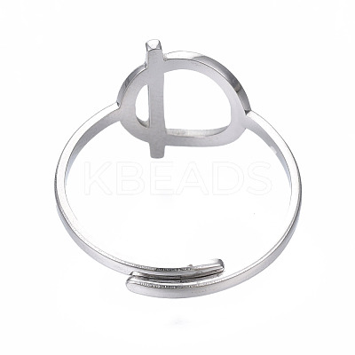 304 Stainless Steel Toggle Clasp Shape Open Cuff Ring RJEW-T023-85P-1