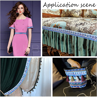 4~4.5M Ethnic Style Polyester Lace Trim with Colorful Paillette OCOR-GF0002-39C-1