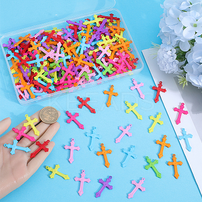 200Pcs Colorful Acrylic Pendants SACR-SP0001-04-1