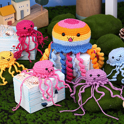 5 Style Jellyfish Yarn Knitting Beginner Kit DIY-F146-08-1