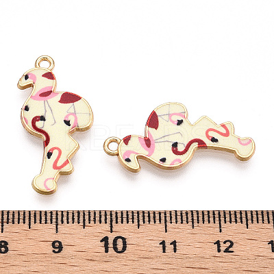 Printed Light Gold Tone Alloy Pendants ENAM-N056-210J-1