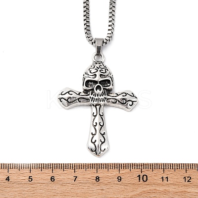 Tibetan Style Zinc Alloy Viking Pendant Necklaces NJEW-Z062-01AS-01-1