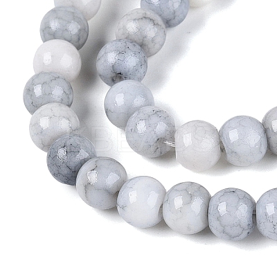 Ombre Effect Opaque Crackle Glass Beads Strands GLAA-Q106-01A-A04-1