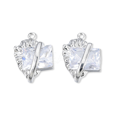 Brass Pave Clear Cubic Zirconia Pendants KK-N232-474P-1