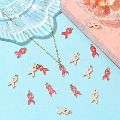 60Pcs 2 Colors Alloy Enamel Pendants ENAM-YW0004-37-1