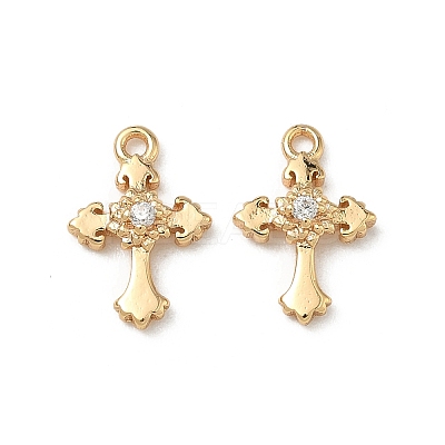 Brass Micro Pave Clear Cubic Zirconia Pendants KK-A280-05A-G-1