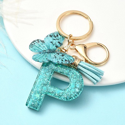 Resin & Acrylic & Faux Suede Tassel Keychain X1-KEYC-YW00119-16-1
