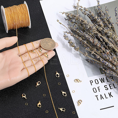 DIY Brass Curb Chains Bracelet Necklace Making Kit DIY-SP0001-11G-1
