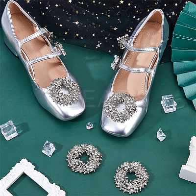 2 Pairs Alloy Rhinestone Shoe Buckle Clips FIND-FG0004-05-1