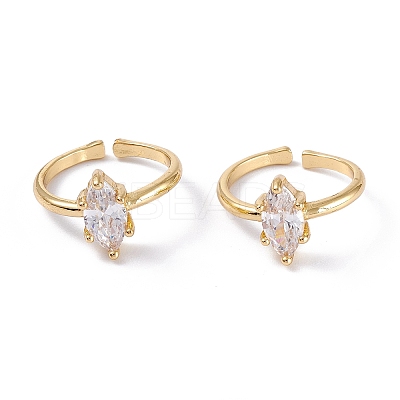 Brass Micro Pave Cubic Zirconia Cuff Rings RJEW-M138-15G-A-1