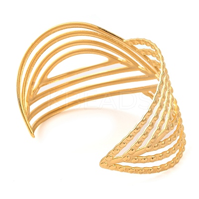 304 Stainless Steel Open Cuff Bangles for Women BJEW-G711-01G-G-1