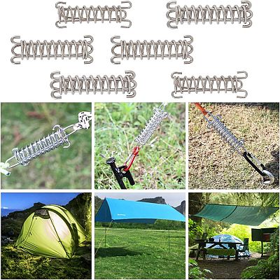 6Pcs Stainless Steel Camping Tent Spring Buckle AJEW-FH0001-47-1