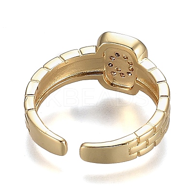 Brass Micro Pave Clear Cubic Zirconia Cuff Rings RJEW-H538-02G-Q-1