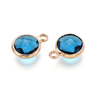Golden Tone Brass Glass Charms GLAA-ZX008-24D-G-1