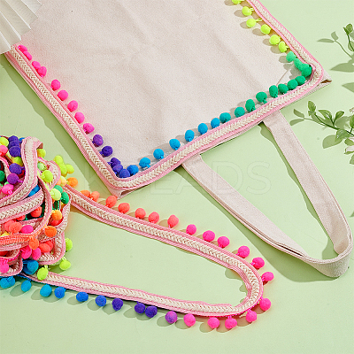 10 Yards Polyester Pom Pom Ball Tassel Ribbons DIY-PH0033-31-1