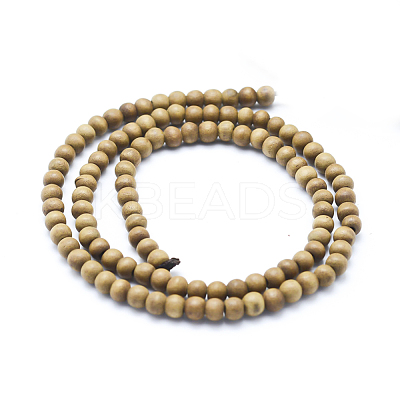 Natural Camphor Wood Beads Strands WOOD-P011-10-10mm-1