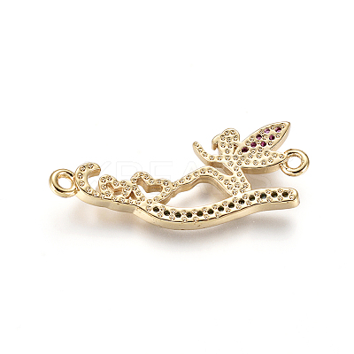 Brass Micro Pave Cubic Zirconia Links Connectors ZIRC-L085-12G-1