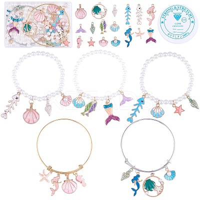 DIY Ocean Theme Bracelet Bangle Making Kit DIY-SZ0009-35-1