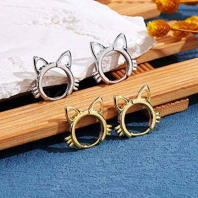 Women Cat Brass Leverback Earrings JE965B-1