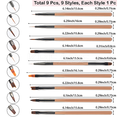9Pcs 9 Styles Nail Art Brush Pens MRMJ-CP0001-47-1