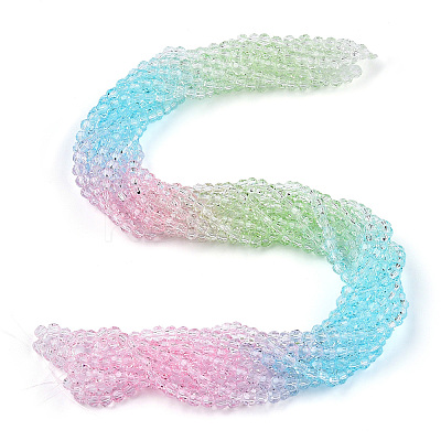 10 Strands Transparent Gradient Color Glass Beads Strands GLAA-CJ0002-09B-1
